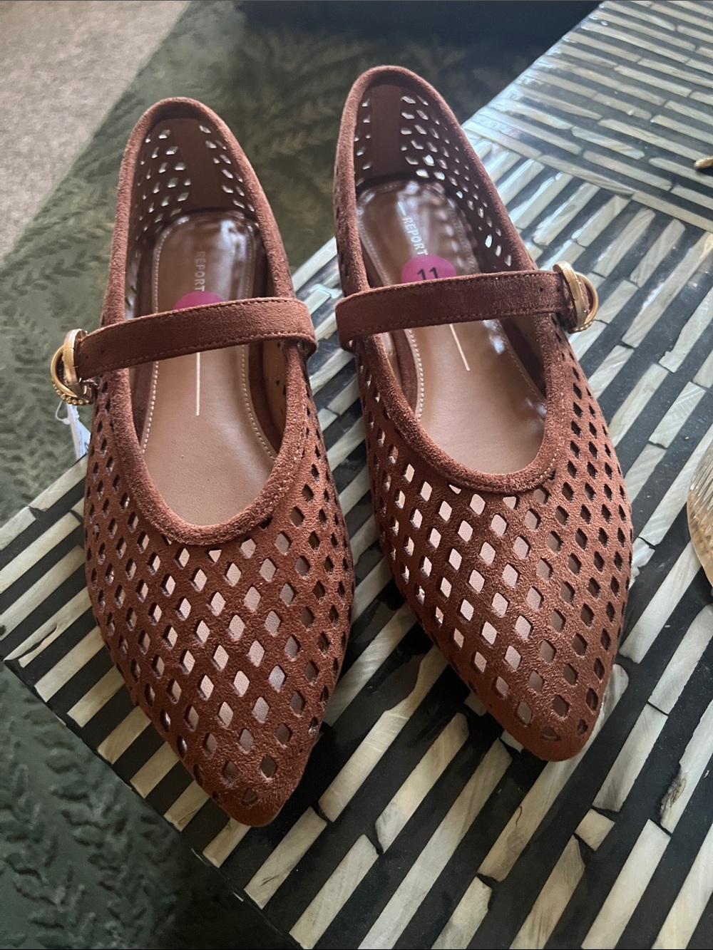 Report Collection Rust Brown Perforated Mary Jane Flats